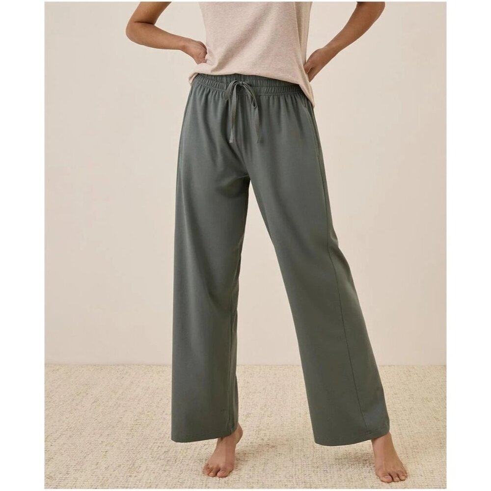 Pact Wide Leg Drawstring Pants in Olive Green
